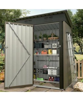 5x3 ft Outdoor Storage Shed, 67 CU.ft Metal Tool Shed with Sloping Roof and Lockable Door, Compact Garden Shed for Backyard