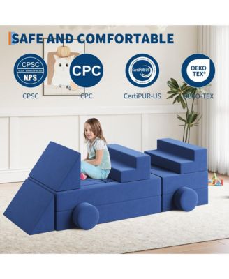 22-Piece 2-Seat Modular Foam Kids Play Couch, Convertible Easy Clean Safe Educational Sofa for Toddler Indoor Play