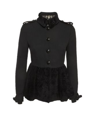 Women's Shearling And Crepe Short Coat