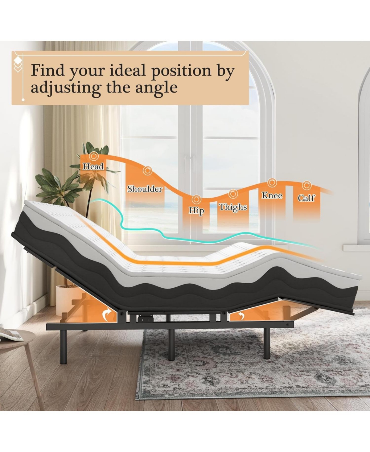gaomon Adjustable Bed Frame with Wireless Remote, Easy Assembly, Independent Head and Foot Adjustments, Compatible with Memory Foam Mattresses