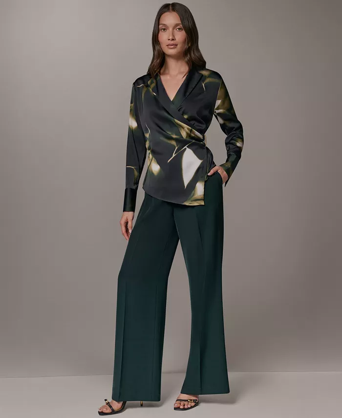 Women's Printed V-Neck Long-Sleeve Blouse - thumbnail 2