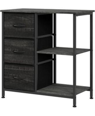 3-Drawer File Cabinet with Printer Stand – Under Desk Organizer with 2 Open Storage Shelves – Space-Saving Filing Cabinet for Home Office