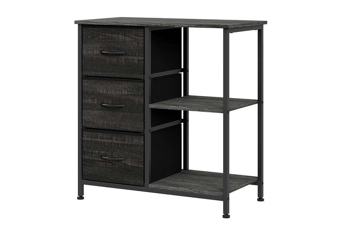 homfan 3-Drawer File Cabinet with Printer Stand - Under Desk Organizer with 2 Open Storage Shelves - Space-Saving Filing Cabinet for Home Office