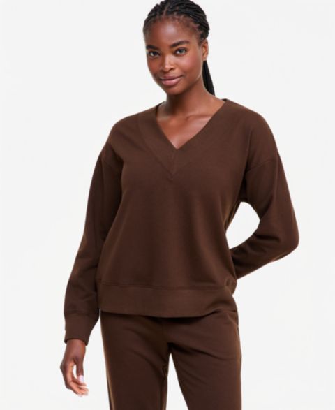 Женский свитшот ID Ideology Fleece V-Neck, цвет: Кофейный