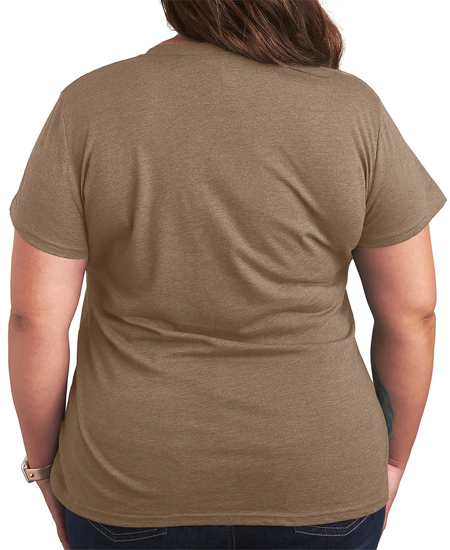 Женская футболка Hybrid Apparel Plus Size Leopard Heart Graphic, цвет: Меланжевый мокко — фото 2
