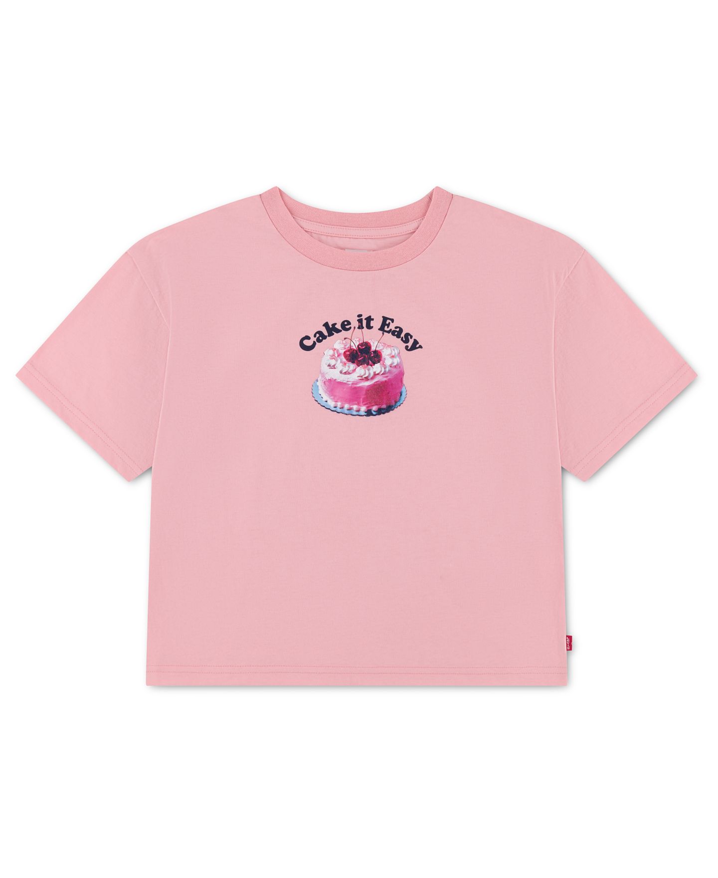 Футболка Levi's Cake Boxy Crewneck T-Shirt для девочек, цвет: Пудрово-розовый — фото 1
