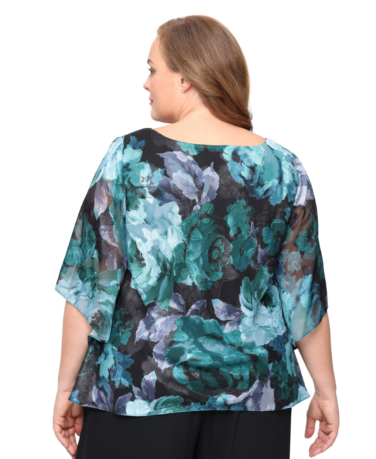 Alex Evenings Plus V-Neck Pull-On Top