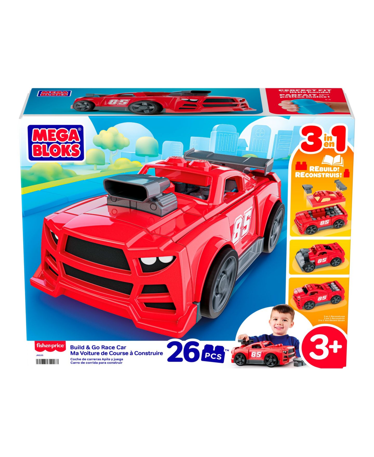 Детский конструктор Mega Bloks Build & Go Race Car 3-in-1 with Rolling Wheels, 26-Piece Building Set — фото 3