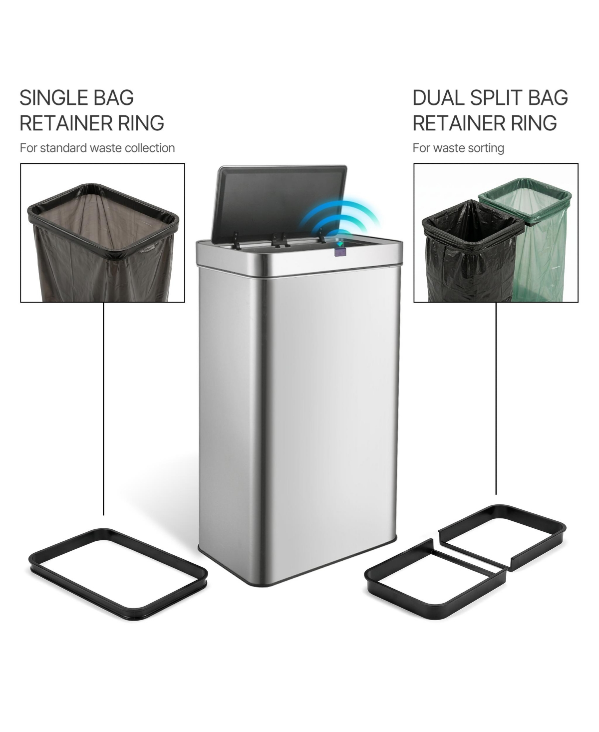 Mega Casa Gallon Motion Sensor Trash Can with 26 Trash Bags