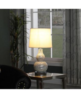 19.5" In Mirror Glass Mosaic Silver Chrome Polyresin Table Lamp