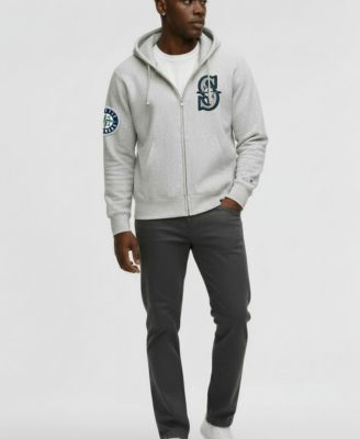 Men's Gray Seattle Mariners Reverse Weave Chenille Full-Zip Hoodie