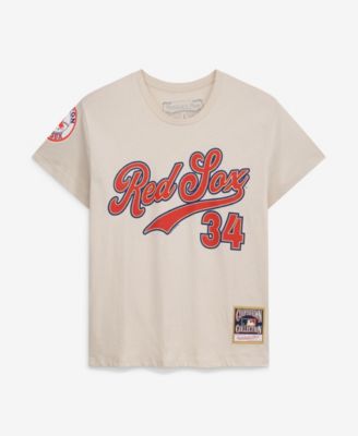 Women's David Ortiz Cream Boston Red Sox Cooperstown Name & Number Throwback T-Shirt