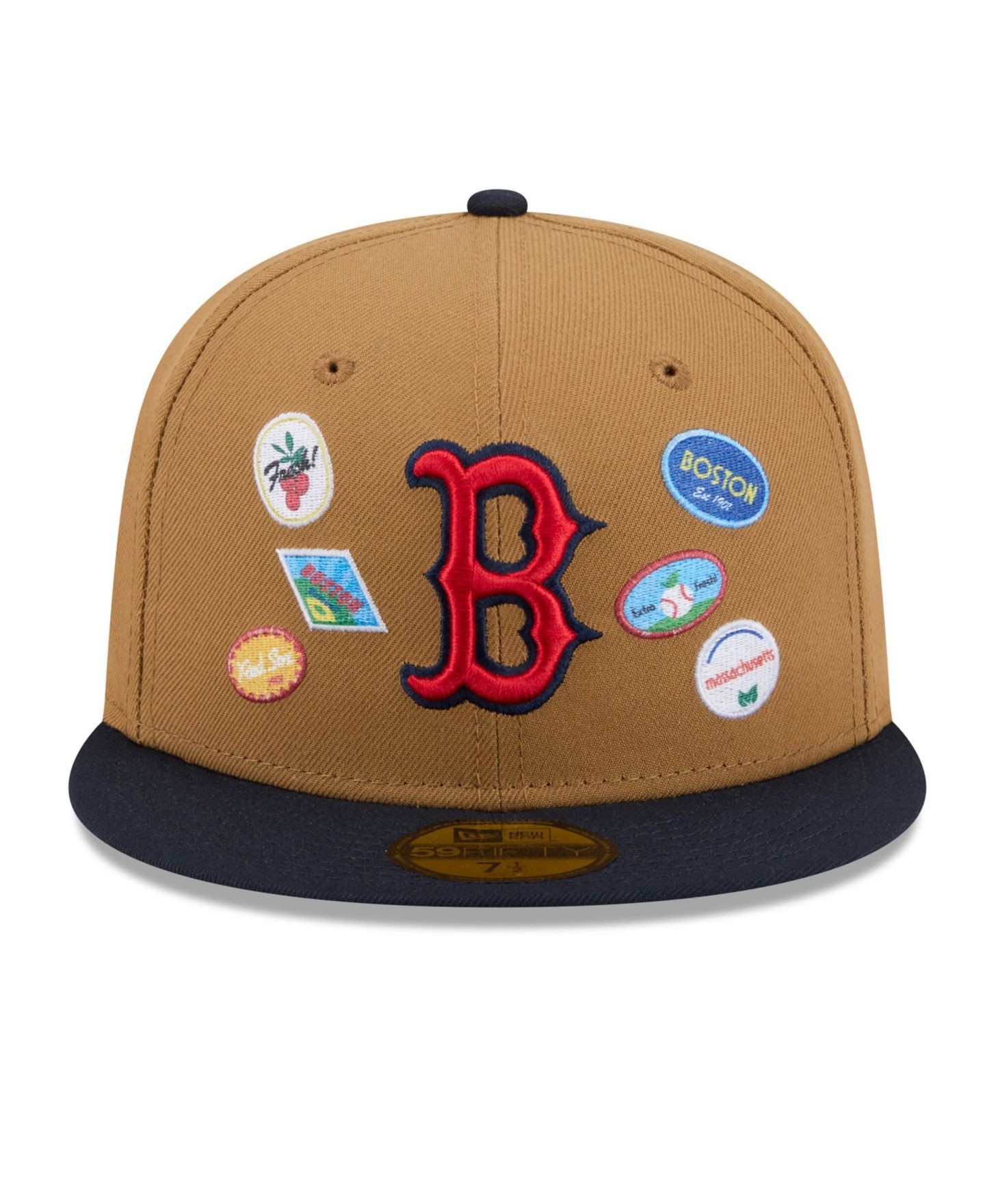 Мужская кепка New Era Tan Boston Red Sox Fruit Sticker 59FIFTY Fitted Hat — фото 2