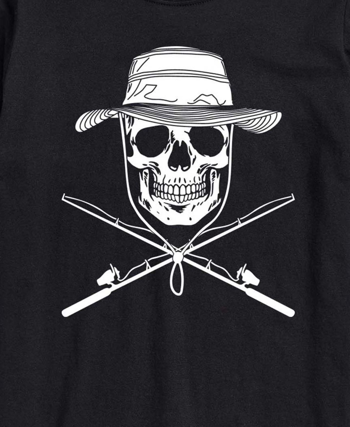 Мужская футболка AIRWAVES Instant Message Fisherman Skull Crossed Rods Graphic, цвет: Чёрный — фото 3