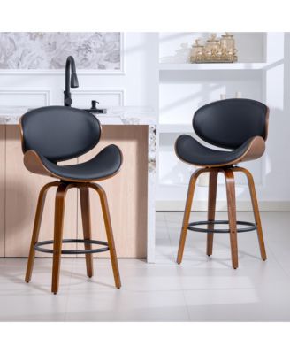 26 Inches Swivel Bar Stools Set of 2,  Mid-Century Modern Counter Height Bar Stools