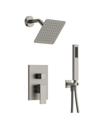 Pressure-Balanced Rainfall Shower System High-Pressure Rain Shower Head with Handheld Spray Brushed