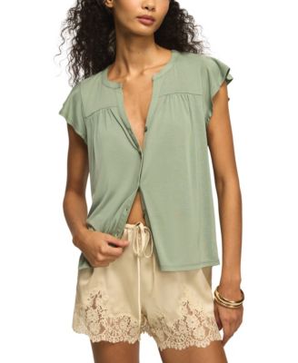 Women's Sandwash Flutter-Sleeve Button-Up Top