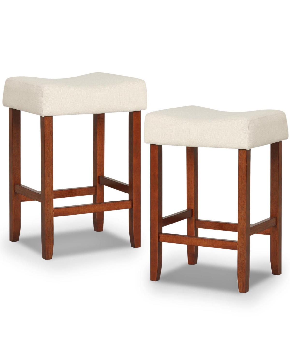 Costway Set of 2 Bar Stools Bar Height Saddle Kitchen Chairs with Wooden Legs