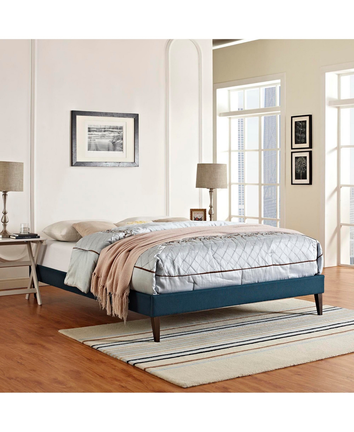 Modway Sharon Fabric Full Bed Frame with Squared Tapered Legs