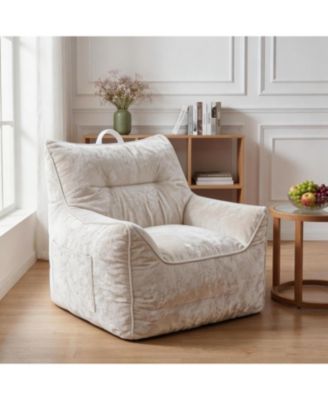 Bean Bag Chair for Adults and Kids, Cozy Bean Bag Sofa Chair with Armrests, Chenille Comfy BeanBag Chairs with Shredded Foam