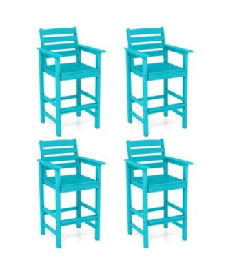 Patio Adirondack Bar Chairs Set of 4 with  Wide Armrests and Footrest Backrest