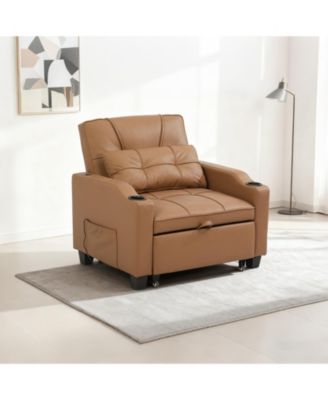3-in-1 Convertible Sleeper Chair Bed - Space-Saving Modern Pull-Out Sofa with Adjustable Backrest, Recliner, USB/Type-C Charging