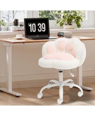 Cat Back Vanity Chair, Armless Adjustable Swivel Office Chair