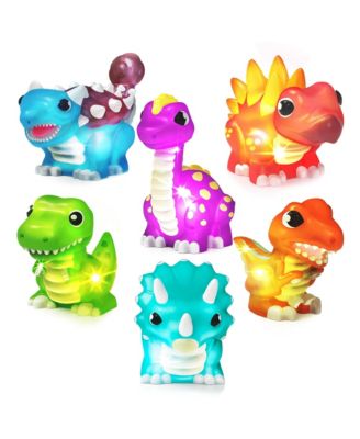 6 Pack Dinosaur Light Up Bath Toys Water-Activated Color Changing