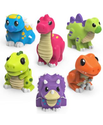 6 Pack Dinosaur Mold Free Bath Toys Sealed No Hole Design Soft Squeezable Float Water Easy Grip Pool Set