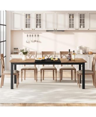 78.7" Dining Table for 6-8, Industrial Farmhouse Kitchen Table with Metal Legs, Easy Assembly