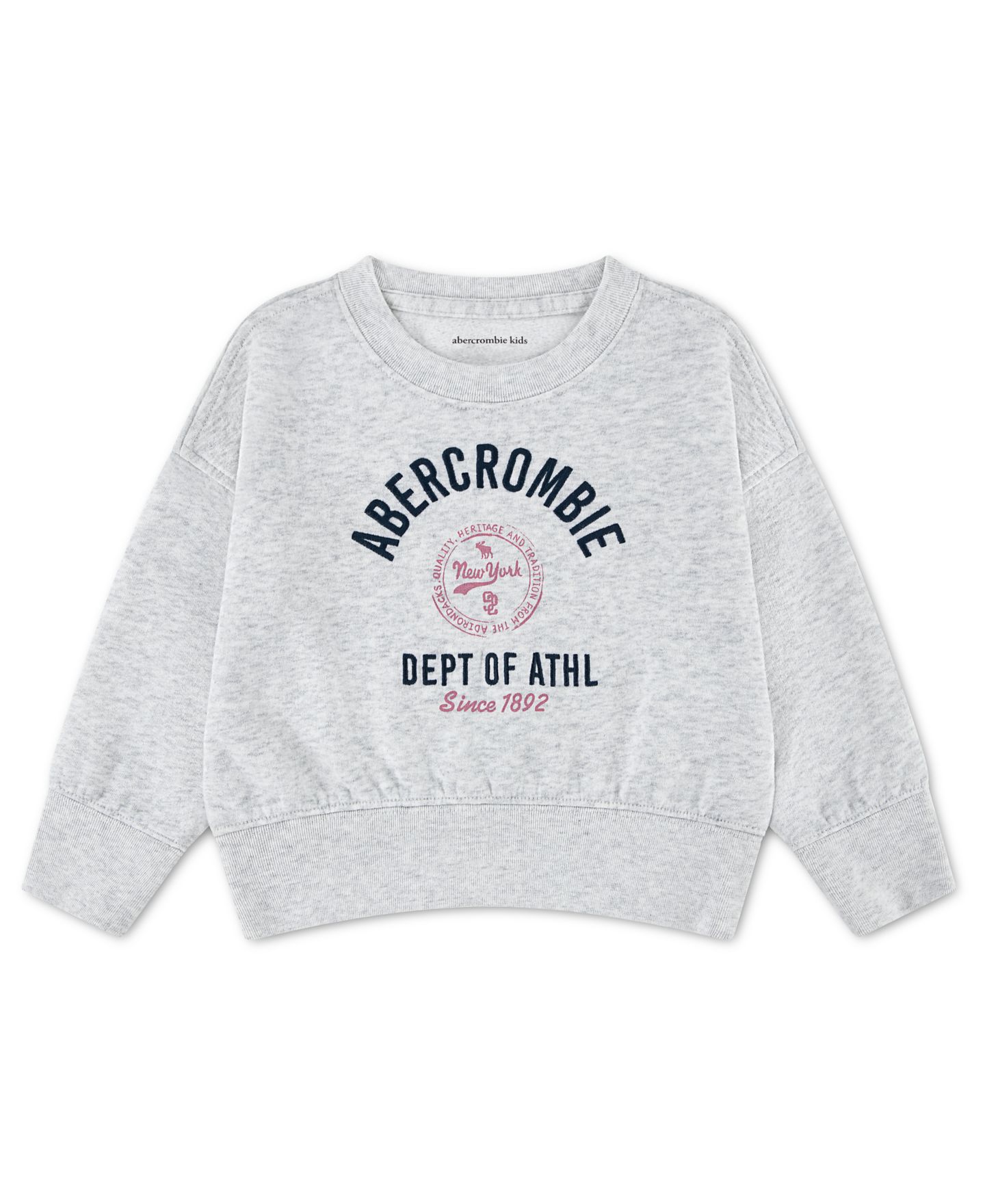 Свитшот abercrombie kids Sporty Logo Sweatshirt для девочек-малышей, цвет: Светлый серый меланжевый — фото 1