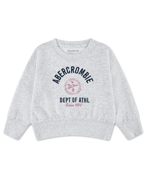 Свитшот abercrombie kids Sporty Logo Sweatshirt для девочек-малышей, цвет: Светлый серый меланжевый