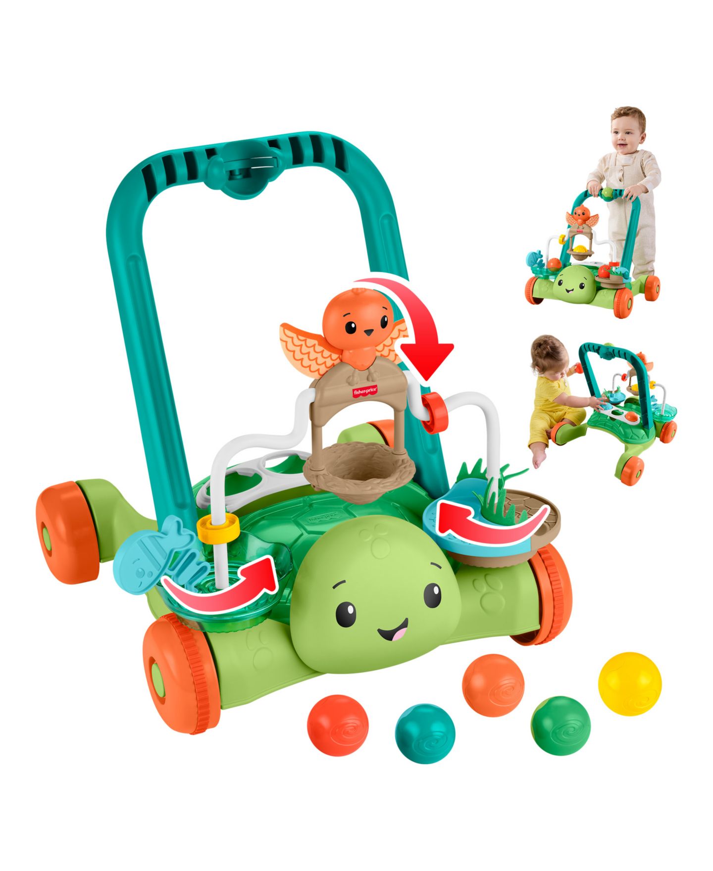 Детские игрушки Fisher Price Moves with You Turtle Walker with 5 Balls Push Toy — фото 6