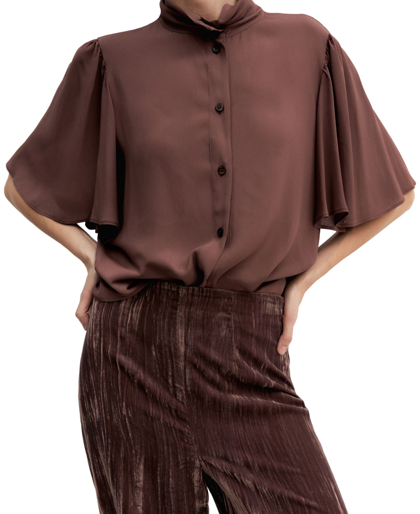 Женские брюки Emme Marella Emmcrisma Crackle Velvet Wide-Leg, цвет: Коричневый — фото 4