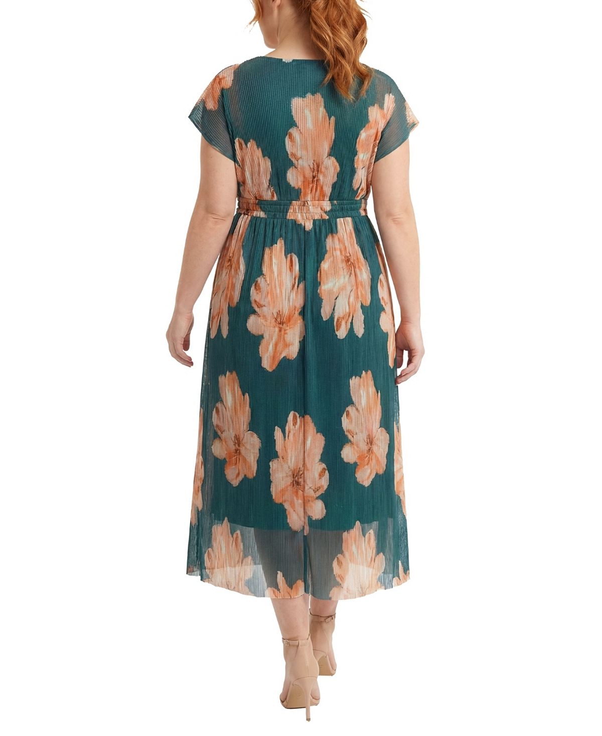 London Times Plus Size Pleated Surplice-Neck Fit & Flare Dress view 3 — MAYCSS fashion products
