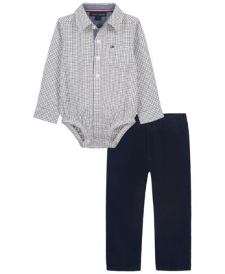 Baby Boys' Check Print Long-Sleeve Bodysuit and Pants, 2-Piece Set