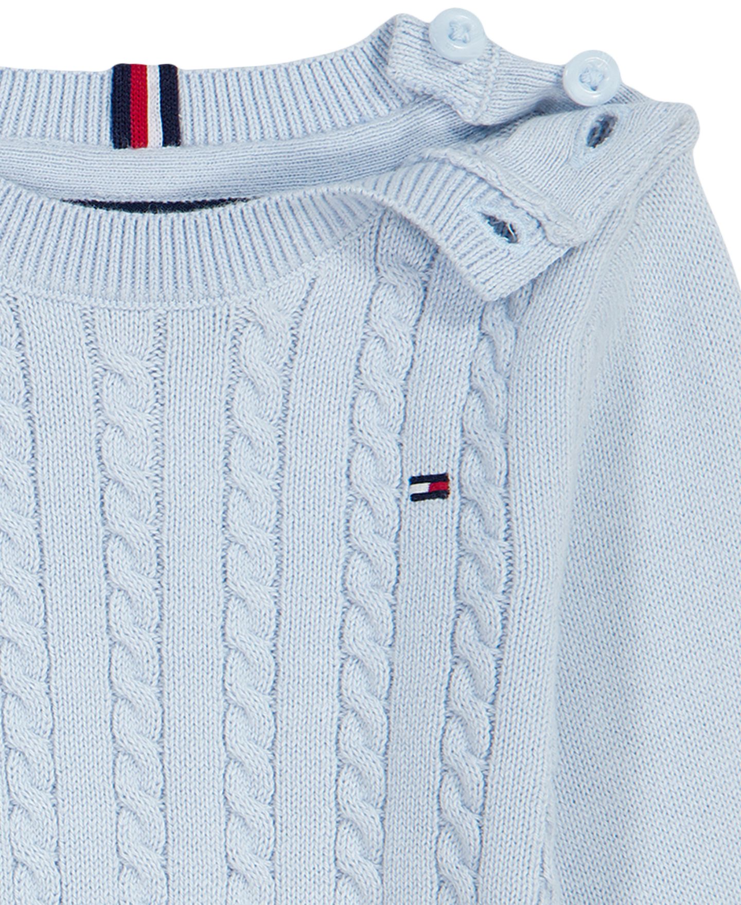 Детский комплект Tommy Hilfiger для малыша: вязаный комбинезон косами и шапка, 2 предмета, цвет: Синий — фото 3