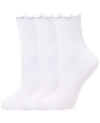 Women's Ruffle Edge Ankle Sock, 3 Pack