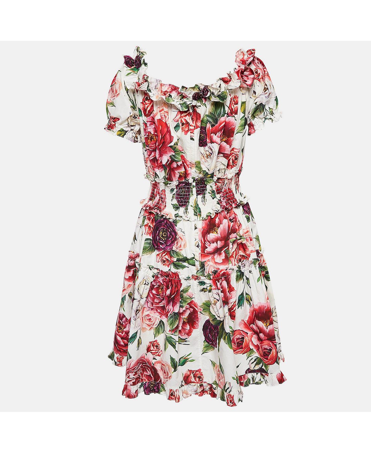 Pre-Owned Dolce & Gabbana Women's Pre-Owned Dolce and Gabbana Floral Print Cotton Ruffled Dress view 2 — MAYCSS fashion products
