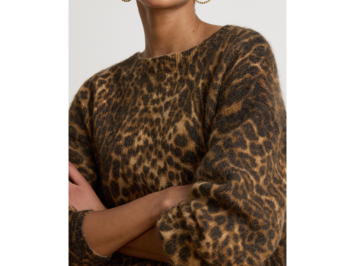 Женский свитер Lauren Ralph Lauren Ocelot-Print Crewneck, цвет: Верблюжий разноцветный — фото 4