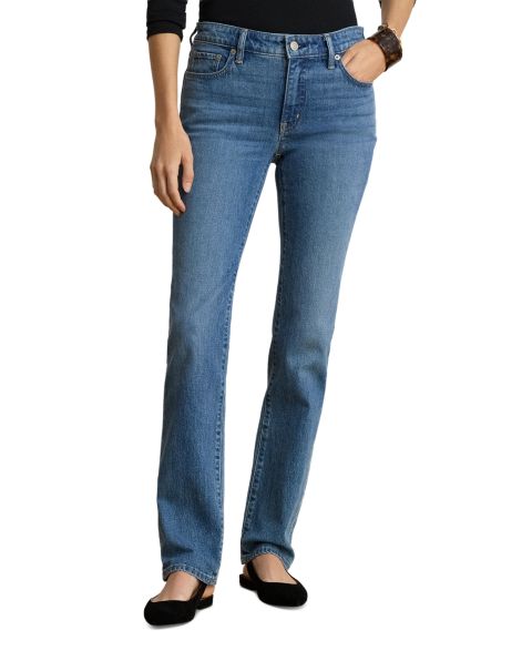 Женские джинсы Lauren Ralph Lauren Petite Mid-Rise Slim Straight, цвет: Синий варёный
