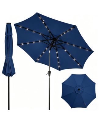 Outdoor 10Feet Table Market Patio Umbrella with 32 Solar LED Lights for Garden, Deck, Backyard and Pool