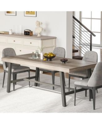 70 Inch Farmhouse Dining Table for 6 to 8, Large Rectangular Dinner Table for Dining Room, Home Office, Living Room
