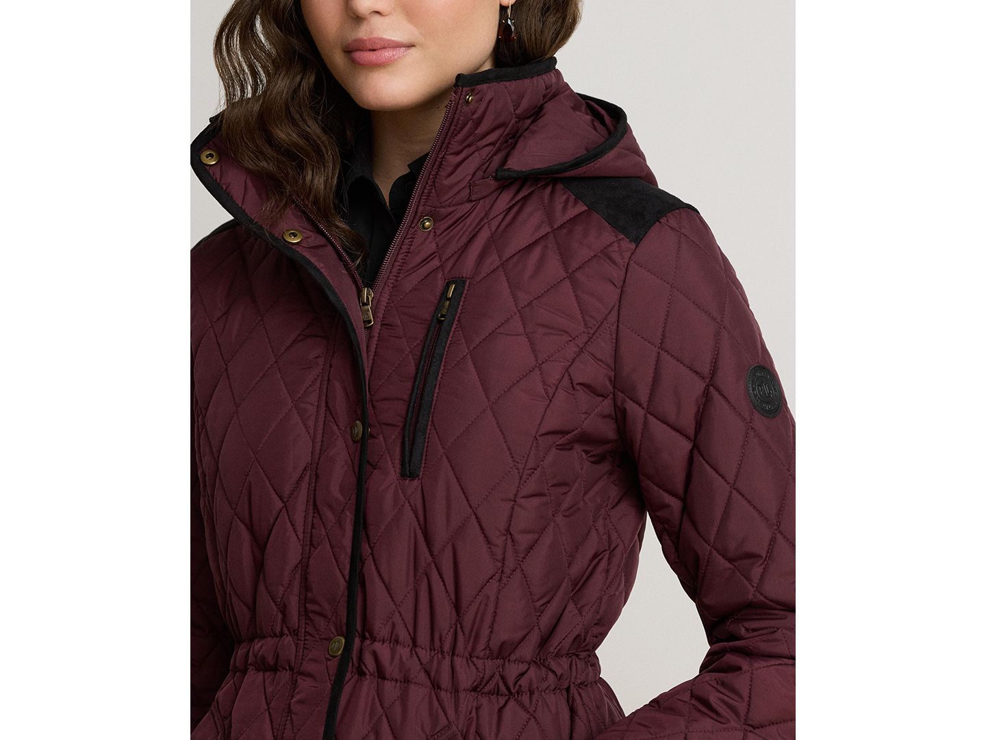 Женское пальто Lauren Ralph Lauren Petite Hooded Utility Quilted, цвет: Тёмный гранатовый — фото 3