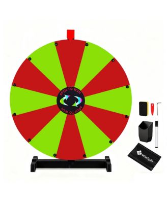 24" Display Prize Wheel Red and Green DIY Tabletop 12 Slots Modular Custom Spinning Wheel for Pop Up Trade Show