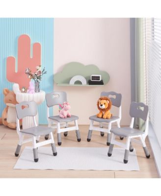 4 Set of Height-Adjustable Plastic Chairs, Ergonomic Backrest, Non-Slip Feet, Durable, for Home, Kindergarten and Classroom Activities
