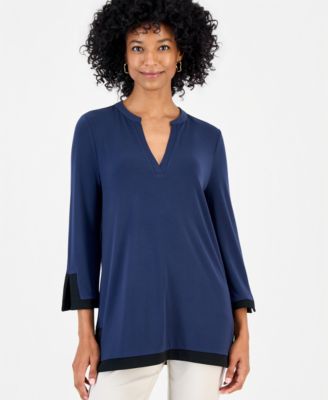 Women's 3/4-Sleeve Split Neck Tunic