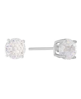Sterling Silver Cubic Zirconia Solitaire Stud Earrings