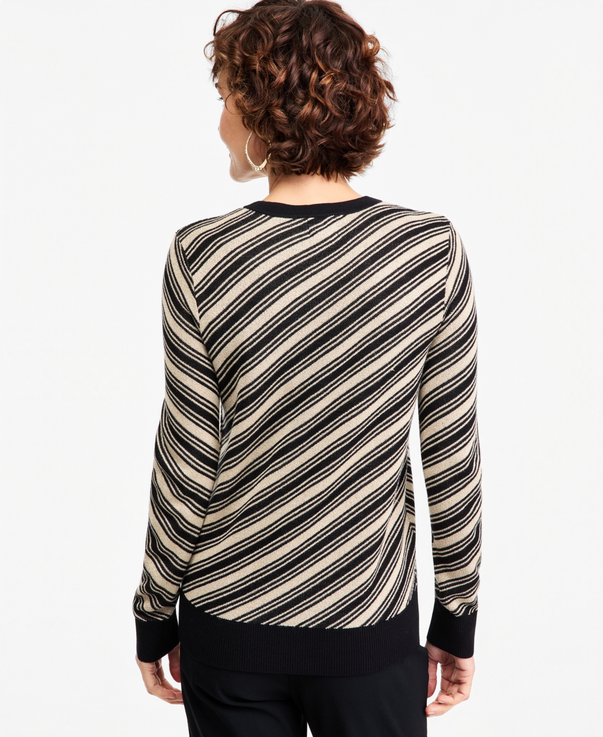 Jm Collection Women's Lurex Stripe Long-Sleeve Cardigan, Macy's Exclusive