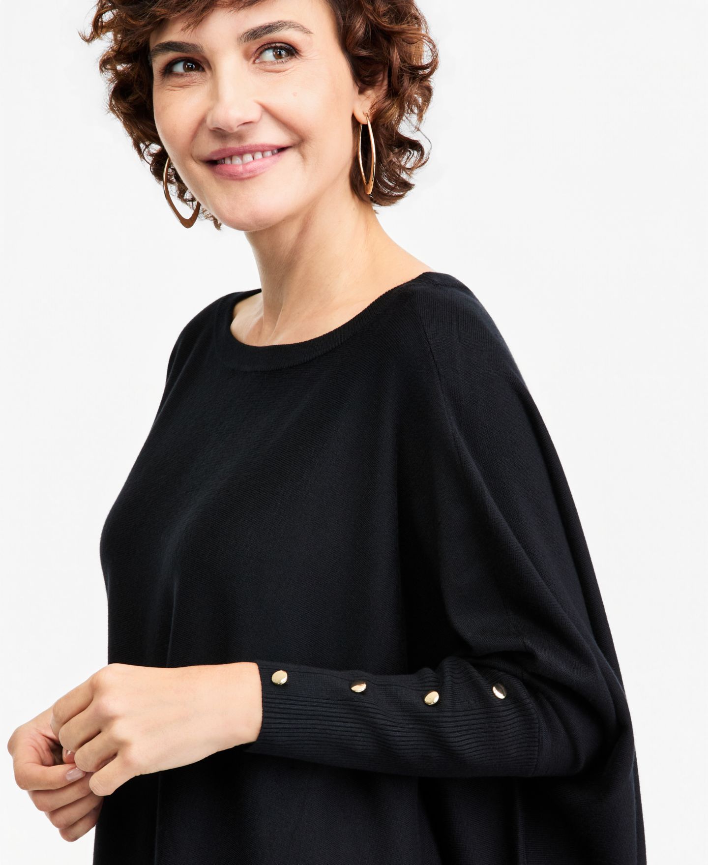 Женский свитер JM Collection Boatneck Poncho, цвет: Глубокий чёрный — фото 3
